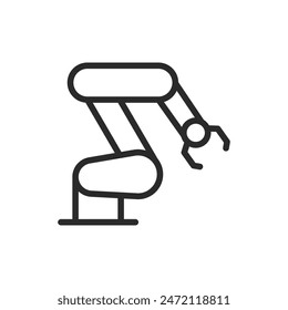 Robotic arm, linear style icon. automation and robotics. Editable stroke width