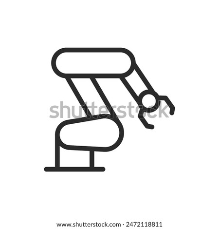 Robotic arm, linear style icon. automation and robotics. Editable stroke width