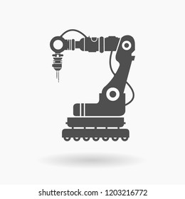 Robotic Arm Machine Icon Illustration silhouette.