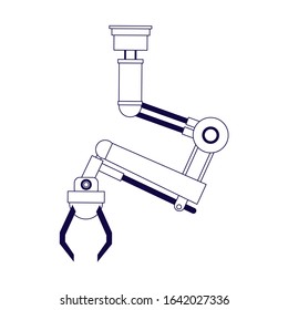 robotic arm machine icon over white background, flat design, vector illustration