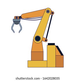 robotic arm machine icon over white background, vector illustration