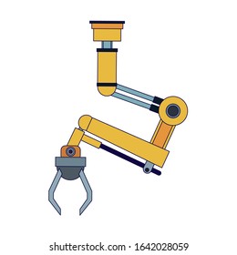 robotic arm machine icon over white background, colorful design, vector illustration