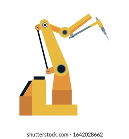 robotic arm machine icon over white background, colorful design, vector illustration