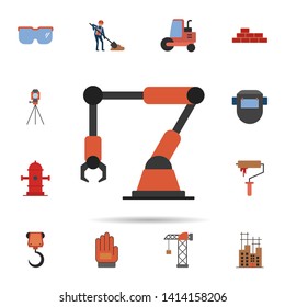robotic arm, machine icon. Universal set of construction for website design and development, app development