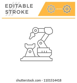 Robotic arm machine line icon