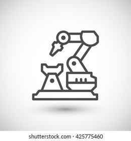 Robotic arm machine line icon