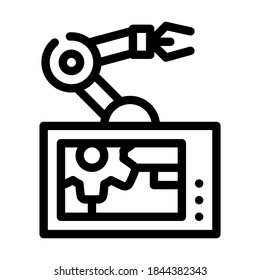 robotic arm mechanism line icon vector. robotic arm mechanism sign. isolated contour symbol black illustration