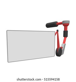 Robotic arm monitor. Isolated on white background. 3d Vector colorful illustration.