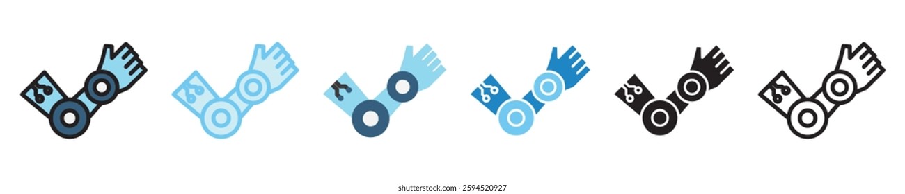 Robotic Arm multi style icon set. use for modern concept, print, UI, UX kit, web and app development. Vector EPS 10, related to artificial intelligence, technology theme.