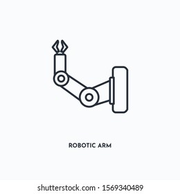 robotic arm outline icon. Simple linear element illustration. Isolated line robotic arm icon on white background. Thin stroke sign can be used for web, mobile and UI.