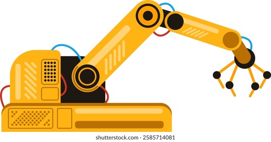 Robotic arm performing industrial operations in a modern factory, showcasing automation, precision, and efficiency in manufacturing processes