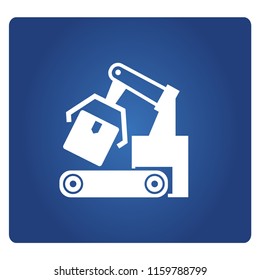 robotic arm picking a box in manufacturing process