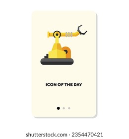 Robotic arm reaching for object vector icon. Electronic control machine working at factory vector illustration. Machinery, production, industrial technology concept for web design and apps