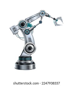 Robotic arm realistic composition with isolated image of futuristic industrial arm manipulator on blank background vector illustration