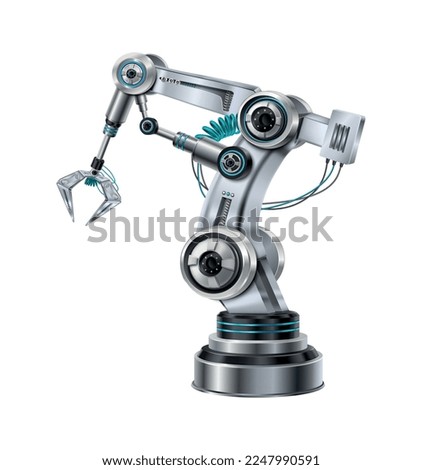 Robotic arm realistic composition with isolated image of futuristic industrial arm manipulator on blank background vector illustration