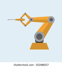 Robotic arm with screwdriver. Vector illustration