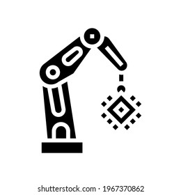 robotic arm semiconductor manufacturing glyph icon vector. isolated contour symbol black illustration