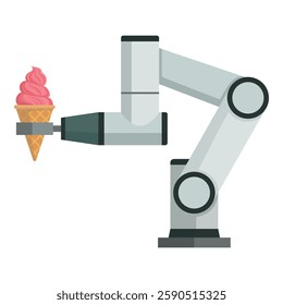 Robotic arm service a delicious strawberry ice cream, food and robotics concept