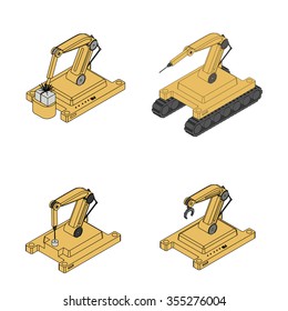 Robotic arm set. Vector Illustration.