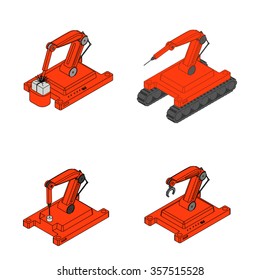Robotic arm set. Vector Illustration.