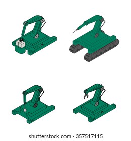 Robotic arm set. Vector Illustration.