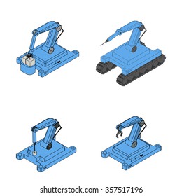 Robotic arm set. Vector Illustration.