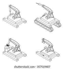 Robotic arm set. Vector Illustration. Technology background. Industrial design.