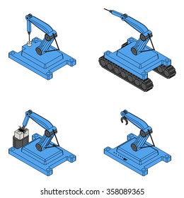 Robotic arm set. Vector Illustration.