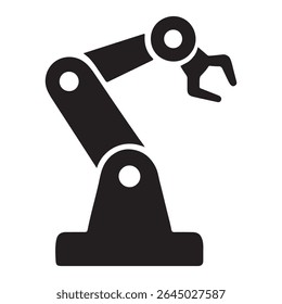 robotic arm silhouette and line art vector.sign, robot, automation, intelligence, silhouette, line, outline, vector, arm, hand, art, technology, robotic, tech, production, concept, icon, isolated.