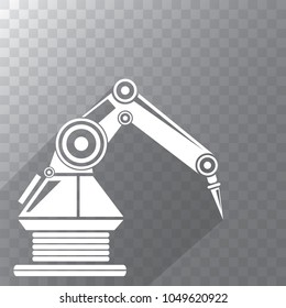 robotic arm symbol on transparent background. vector robot hand. technology background design template.