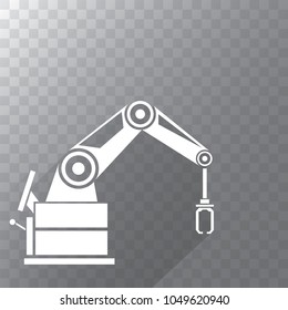 robotic arm symbol on transparent background. vector robot hand. technology background design template.