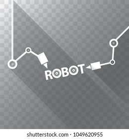 robotic arm symbol on transparent background. vector robot hand. technology background design template.