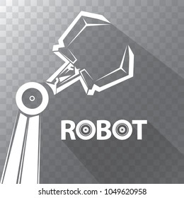 robotic arm symbol on transparent background. vector robot hand. technology background design template.