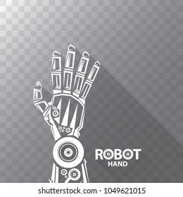 robotic arm symbol on transparent background. vector robot hand. technology background design template.
