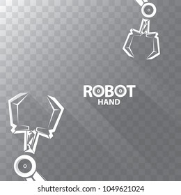 robotic arm symbol on transparent background. vector robot hand. technology background design template.