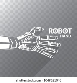 robotic arm symbol on transparent background. vector robot hand. technology background design template.