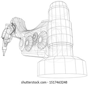 Robotic arm. Technical wire-frame. Vector rendering of 3d. EPS10 format.