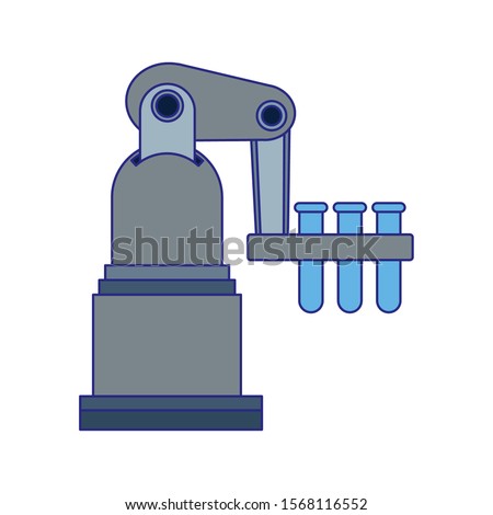 robotic arm with test tubes icon over white background, vector illustration