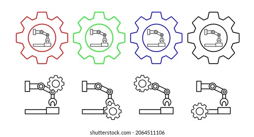 Robotic arm vector icon in gear set illustration for ui and ux, website or mobile application