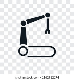 Robotic arm vector icon isolated on transparent background, Robotic arm logo concept