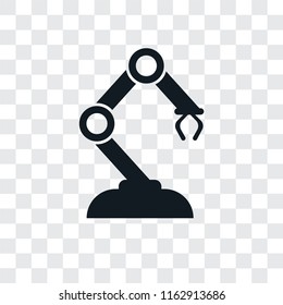 Robotic arm vector icon isolated on transparent background, Robotic arm logo concept
