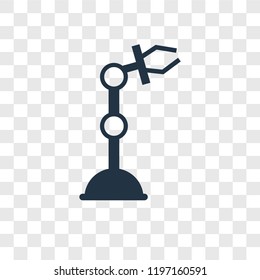 Robotic arm vector icon isolated on transparent background, Robotic arm transparency logo concept