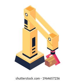 Robotic arm vector, icon of production robot