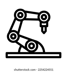 Diseño de iconos de línea de vectores de brazo robótico
