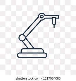 Robotic arm vector outline icon isolated on transparent background, high quality linear Robotic arm transparency concept can be used web and mobile