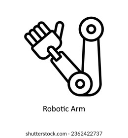 Robotic Arm vector  outline Icon Design illustration. Artificial intelligence Symbol on White background EPS 10 File
