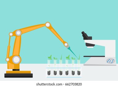 Robotic arm vector. Robotic arm used in laboratory for bioengineering research