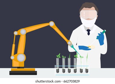 Robotic arm vector. Robotic arm used in laboratory for bioengineering research