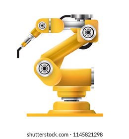 robotic arms, hands. Vector robot set. Industrial technology and factory symbols. 3d vector illustration isolated on white background