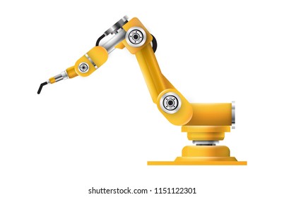 robotic arms, hands. Vector robot set. Industrial technology and factory symbols. 3d vector illustration isolated on white background